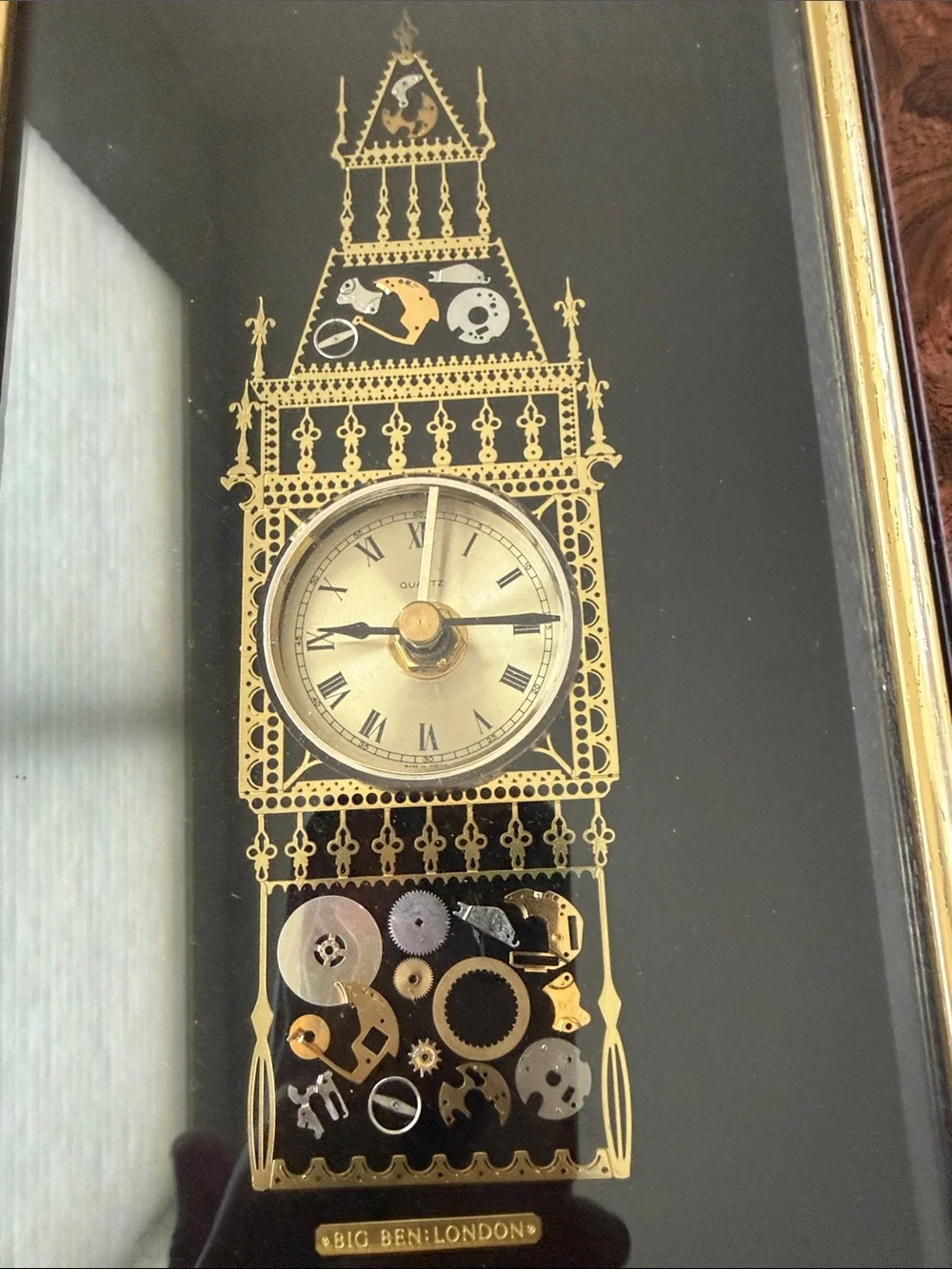 Ornate Gold & Black Tower Clock and Jewelry Box. Wall Art